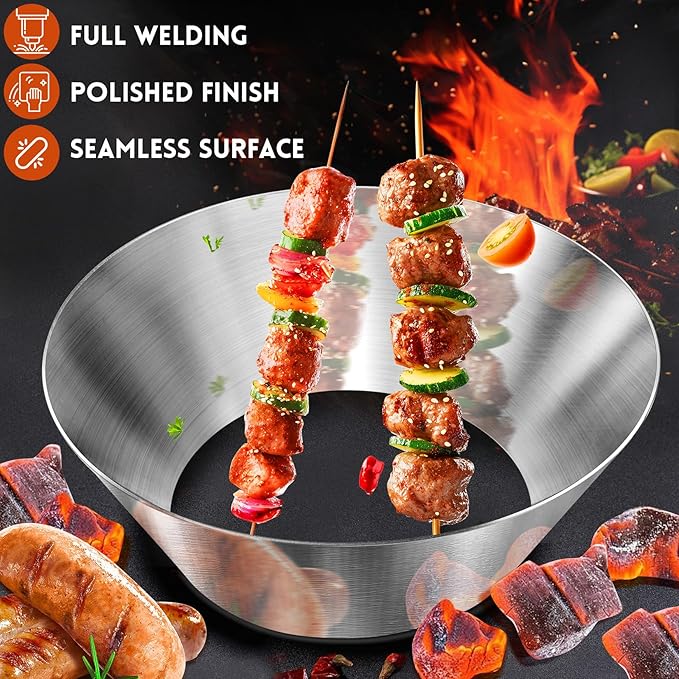 Stainless Steel BBQ Whirlpool Charcoal Grill Accesories for Weber Kettle 22 26.75 WSM Smokey Mountain, XL Big Green Egg, XL Kamado Joe