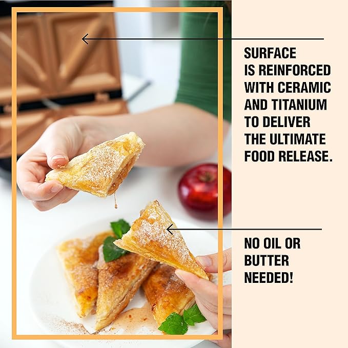 Gotham Steel Nonstick Panini Press Sandwich Maker, 2in1 Breakfast Sandwich Maker Grill / Sandwich Press Grill with Indicator Light, Grilled Cheese Maker Makes 2 Sandwiches with Easy Cut Edges