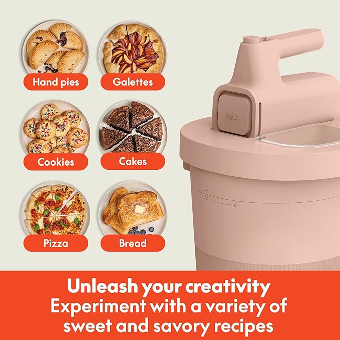 bella 3.5 Qt Hand & Stand Mixer, 2 in 1 Electric Mixer with Bowl, Dough Hook, Whisk & Egg Beater, Multifunctional Handheld Blender & Mixer for Baking, 200 Watt, Blossom
