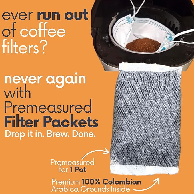 Ground Flavored Coffee In Filter Packs | Medium Roast Low Acid Mold Free Pouches | Sampler Packets | Roasted Butter Pecan Crunch Gourmet Powder Bags for 10-12 Cup Drip Maker | Highest Rated Individual Premeasured Coffee