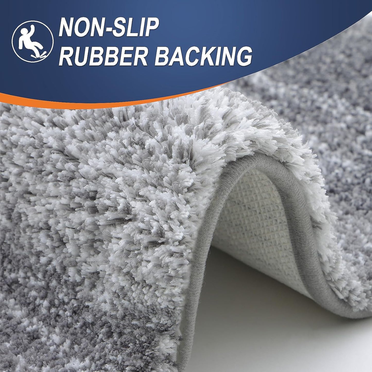 OLANLY Bathroom Rugs Mat 47x32, Extra Soft Absorbent Microfiber Bath Rugs, Rubber Backing, Quick Dry, Machine Washable Bath Mats for Bathroom Floor, Tub and Shower, Home Decor Accessories, Grey