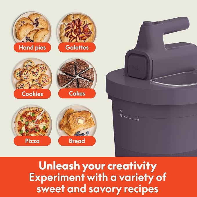 bella 3.5 Qt Hand & Stand Mixer, 2 in 1 Electric Mixer with Bowl, Dough Hook, Whisk & Egg Beater, Multifunctional Handheld Blender & Mixer for Baking, 200 Watt, Plum