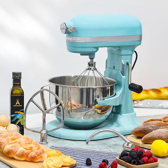 Stainless Steel Accessories for KitchenAid 5-6 Qt Bowl-Lift Stand Mixer, Includes 6 Wire Whisk, Beater, Dough Hook, Dishwasher Safe and Heavy Duty, fits for KP26, KL26, KB26, KSM55/60
