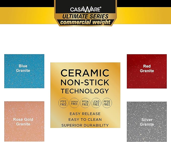 casaWare 13 x 9 x 1-Inch Ultimate Series Commercial Weight Ceramic Non-Stick Coating Cookie/Jelly Roll Pan (Red Granite)