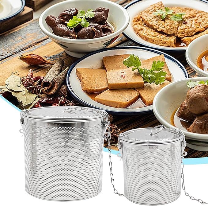 Tea Infuser, Stainless Steel Seasoning Strainer Tea Ball Filter Soup Seasonings Seperation Basket Spice Filter Tea Sieve for Home Restaurant Kitchen (5.11 x 5.7 inch)