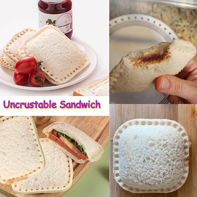 Sandwich Cutter and Sealer, Decruster Sandwich Maker for kids lunch Uncrustable Sandwich Maker，Easy for School Lunchbox and Bento Box Square - Red