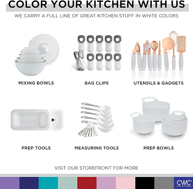 COOK WITH COLOR Kitchen Gadget Set Copper Plated Stainless Steel Utensils with Soft Touch Handles, Copper White, 7 Pieces