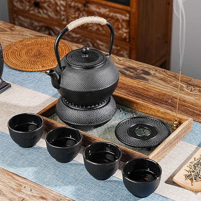 Sungmor Black Cast Iron Teapot Trivet - Japanese Style Heat-Resistant Stand for Teapots & Kettles, Durable Non-slip Base for Table Protection