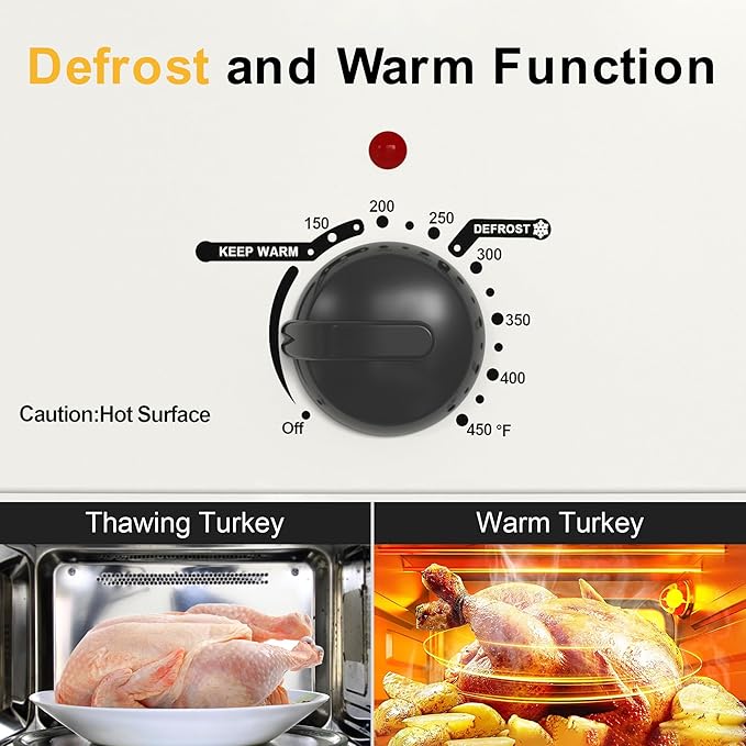Roaster Oven 24Qt, Multifunctional Electric Roaster Oven for Turkey Meats Bread Soup Sauce, Fast-Cooking Turkey Roaster with Self-Basting Lid, Removable Pan and Rack, Stainless Steel