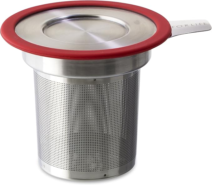 FORLIFE Brew-in-Mug Extra-Fine Tea Infuser with Lid, Red