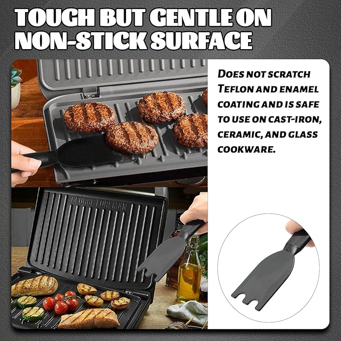 TonGass Grill Scraper for George Foreman Indoor Grills & Most Other Indoor Grills with Grooves, Heat-Resistant Grill Spatula
