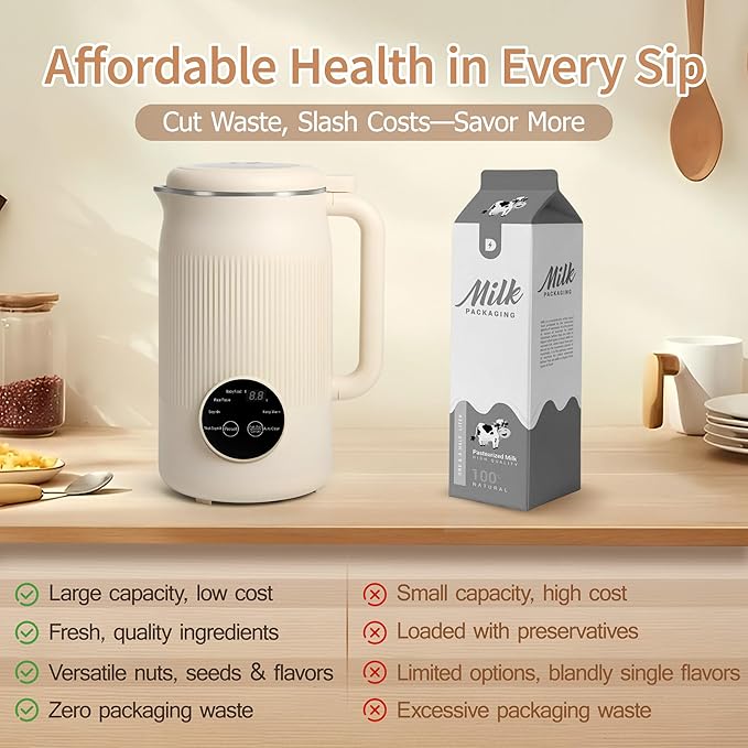 8 in 1 Nut Milk Maker Blender, 40OZ Homemade Almond, Soy, Oat, Coconut, Yogurt and Non Dairy Beverages, Automatic Soybean Blender Machine with Delay Setting, Keep Warm, Self-Cleaning, Boiling
