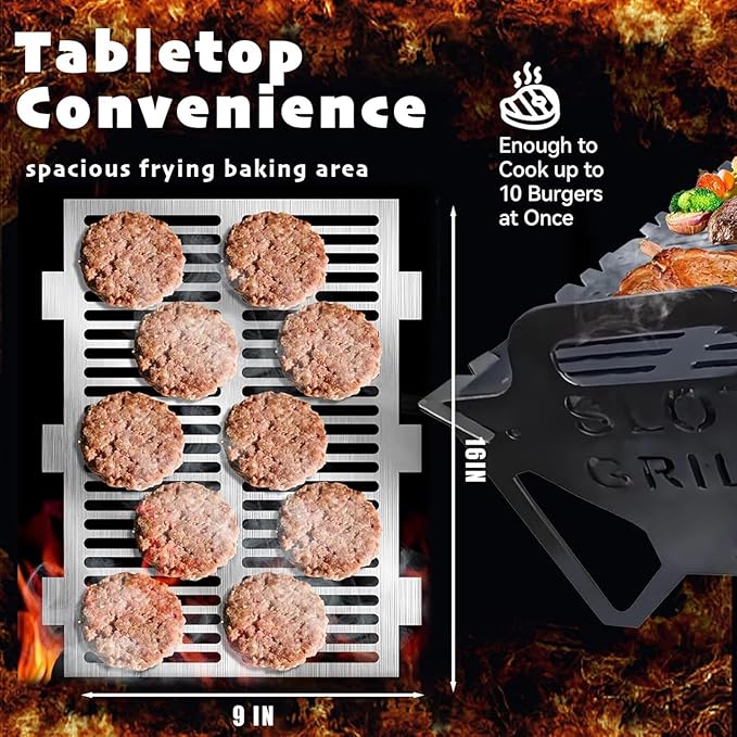 Slot Grill, Slot Grill Collapsible, For Easy Storage, Lightweight And Compact, For Camping, Travel, Party(26 * 26 * 3cm)