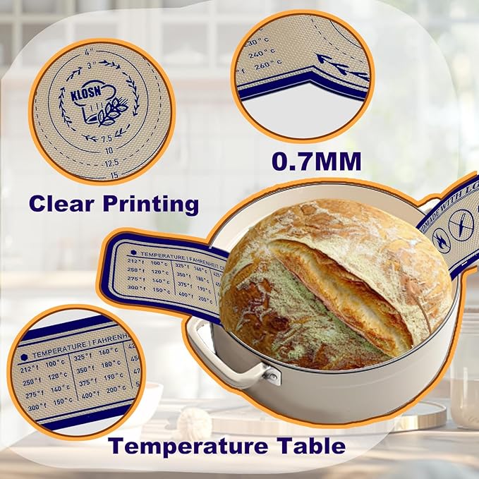 Silicone Bread Sling for Dutch Oven, 2 Pack (6" Oval) – Non-Stick & 500°F Heat Resistant Sourdough Mat, Easy to Clean, Reusable Food-Grade Sourdough Sling – Fits 3 qt and up Dutch Ovens