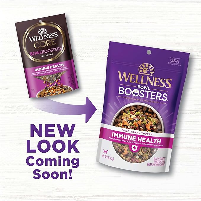 Wellness Bowl Boosters, Dog Food Topper for Small, Medium, & Large Breeds, Grain Free, Natural, Freeze Dried, Immune Health, Plant Based, 4 Ounce Bag (Pack of 1)