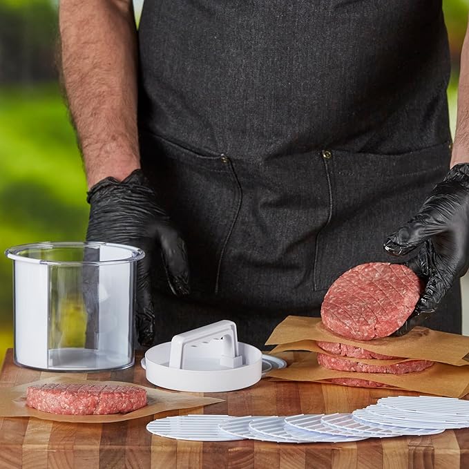 Hamburger Press Patty Maker, 12-Piece Non Stick 8-Layer Plastic Disc Hamburger Patty Press Set, Burger Patties Presser for Stuffed BBQ Slider, Burger, Kitchen Tool for BBQ Grill by Mr. Bar-B-Q #40231Y