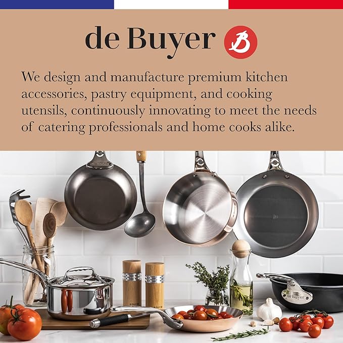 De Buyer MINERAL B Carbon Steel Omelette Pan - 11” Diameter, 8.3” Cooking Surface - PFAS, PFOA & PFOS Free - Made in France