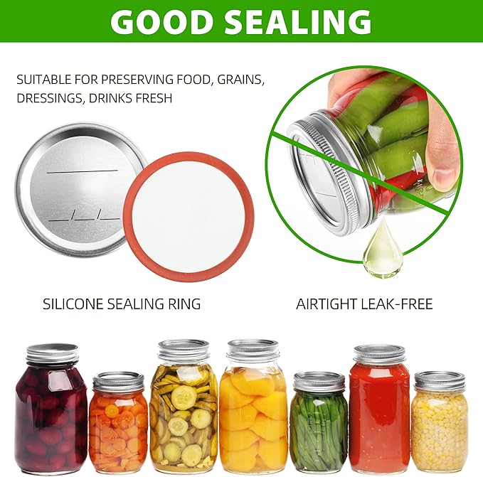 56PCS Canning Lids with Rings For Mason Wide Mouth, Jars Lids With Rings/Bands Mason Jars For Canning Food Fruits DIY Food Grade Material(86mm, 28Lids + 28Rings for Wide Mouth Jar)