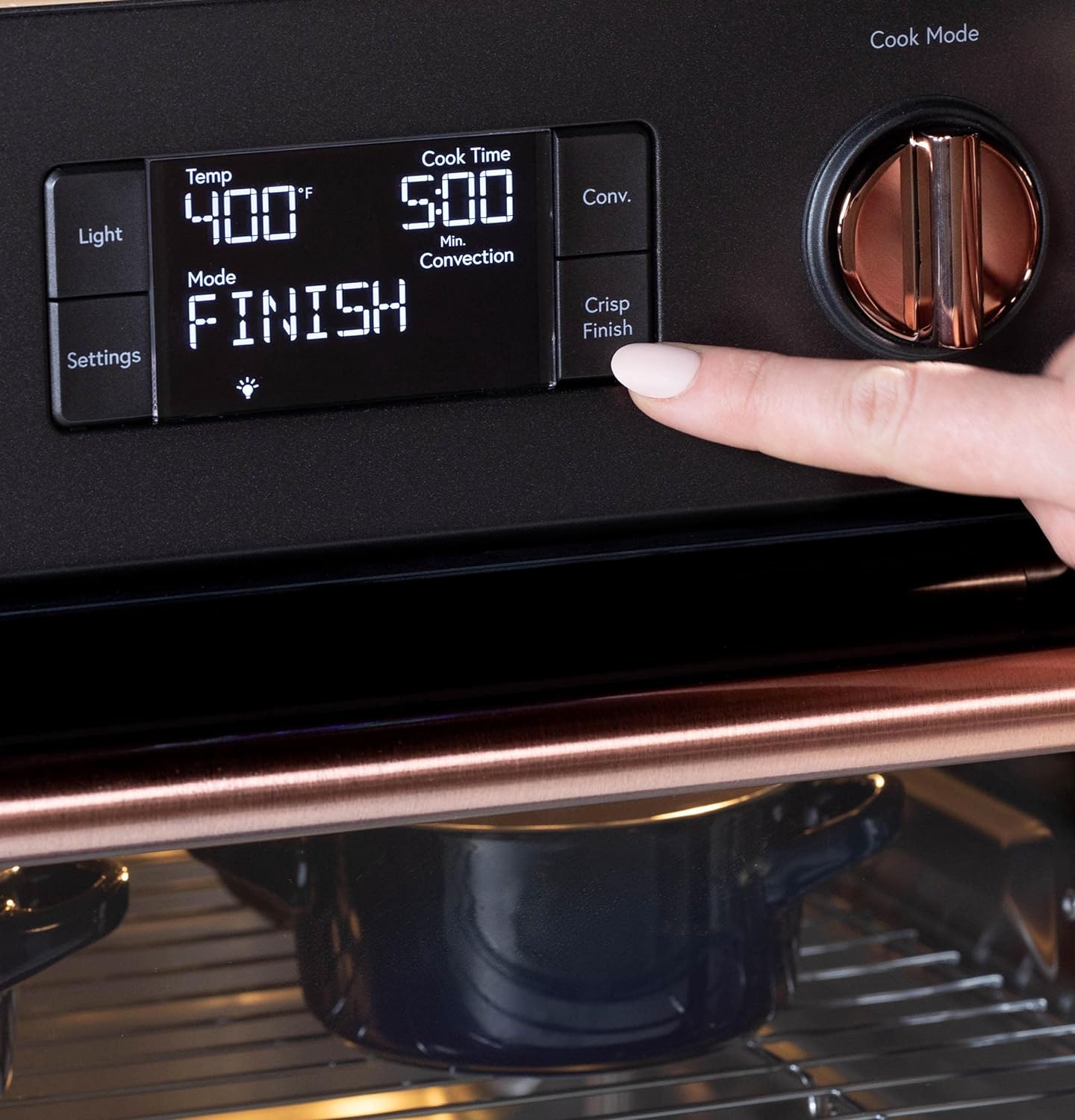 Café Couture Oven with 14 essential cooking modes, including Air Fry, CrispFinish, Bake, Broil, Roast, Toast, Pizza, WiFi & Smart Connected, Voice Control, Countertop Small Appliances, Matte Black