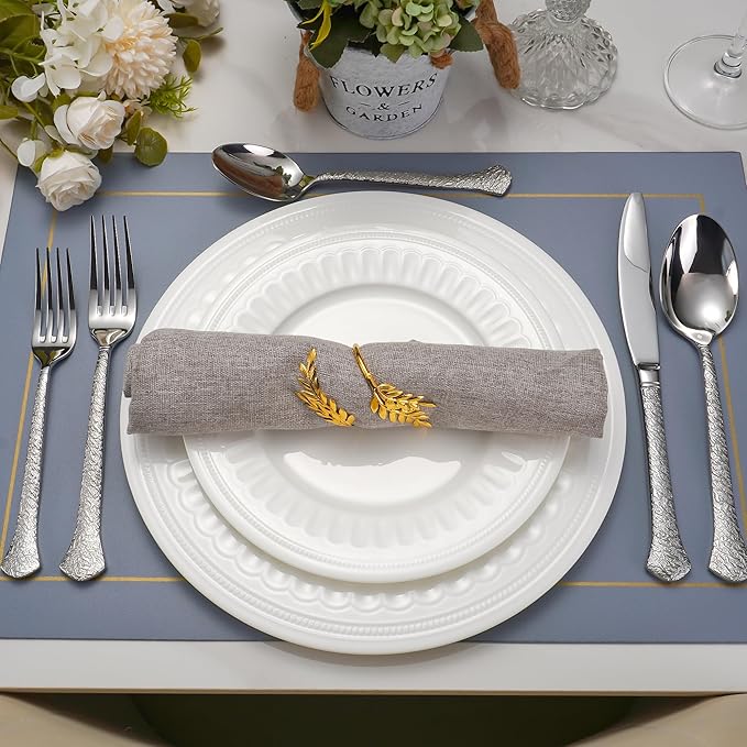 40-Piece Hammered Silverware Set for 8, Heavy Duty Flatware Set 18/10 Stainless Steel, Dishwasher Safe, Ideal for Gift