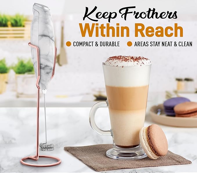 Zulay Kitchen Ultra Frother Stand for Milk Frothers - Heavy Duty, Premium Rust Resistant Milk Frother Holder for Multiple Types of Handheld Frothers (Rose Gold)