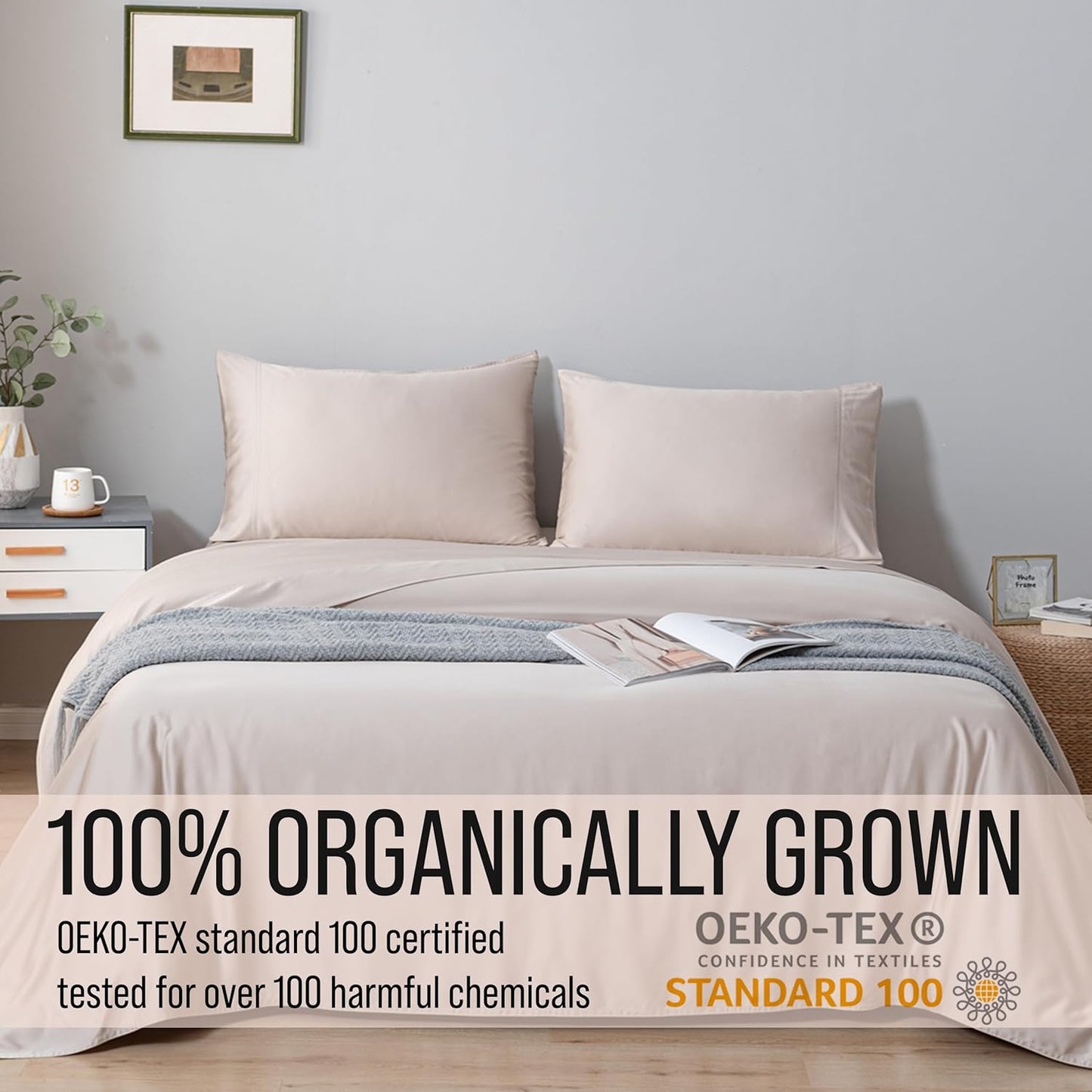 Bella Coterie Luxury Bamboo Viscose Full Size Sheet Set | 100% Organically Grown | Ultra Soft | Cooling for Hot Sleepers | 18" Deep Pocket [Dune]