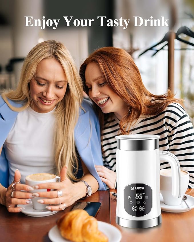 5-in-1 Milk Frother and Steamer - Upgraded Automatic Milk Steamer 11.8oz Hot & Cold Foam Maker and Milk Warmer with LED Display Touch Screen & Two Whisks for Latte,Cappuccinos,Silent Working,120Volts