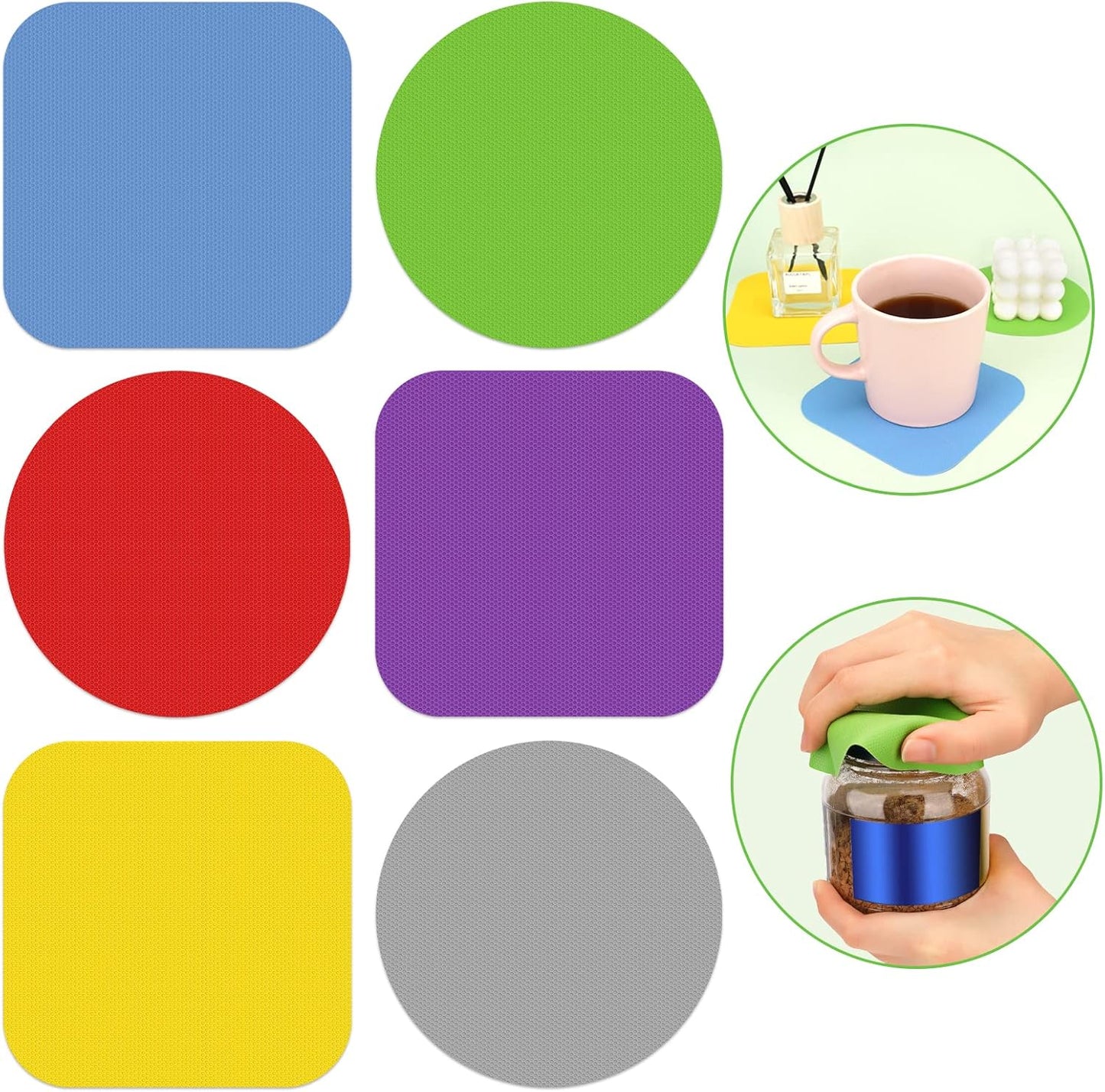 Leezmark 6 Pcs Jar Opener, Rubber Jar Grippers Multi-function Silicone Jar Gripper Pads Bottle Lid Opener Jar Openers for Seniors with Arthritis Weak Hands (6 Colors)
