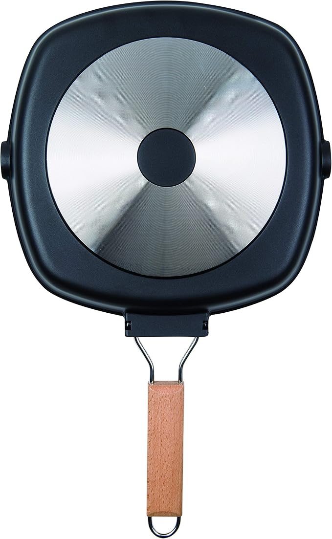 MasterPan Non-Stick Grill Pan Wooden, 11", Folding Handles