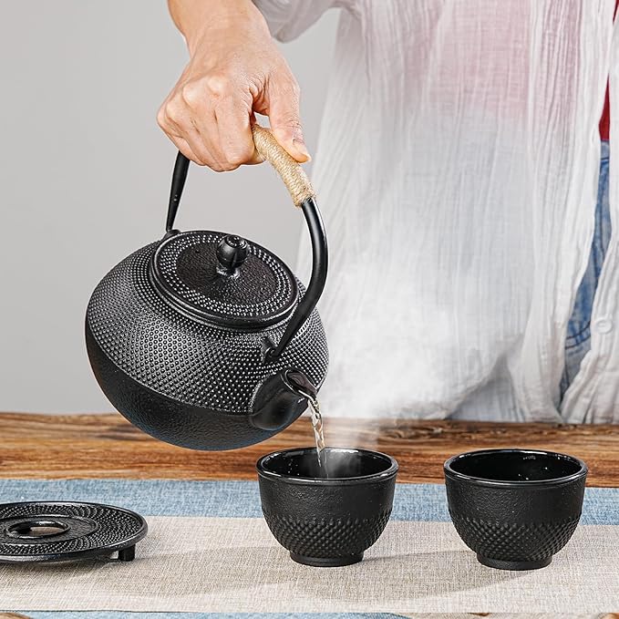 Sungmor Black Cast Iron Teapot Trivet - Japanese Style Heat-Resistant Stand for Teapots & Kettles, Durable Non-slip Base for Table Protection