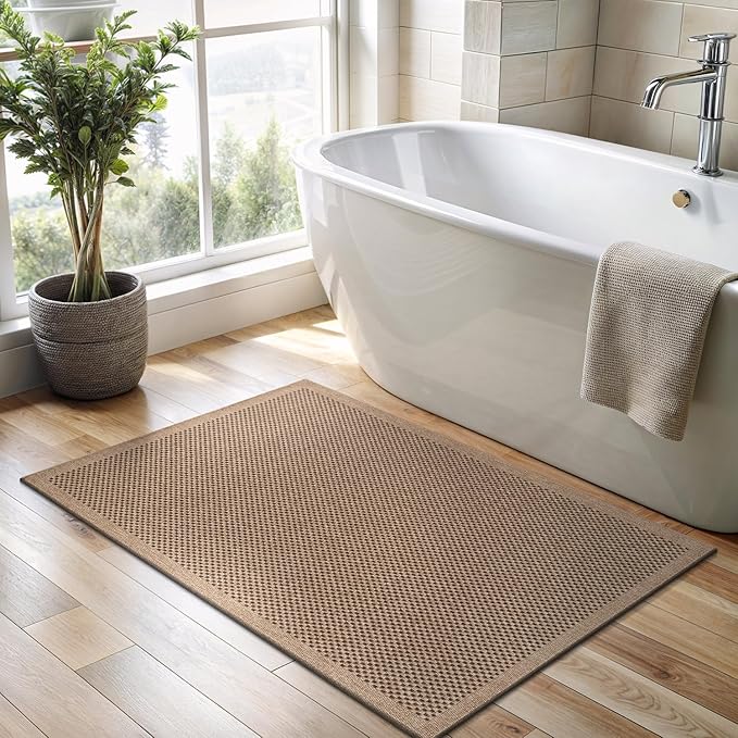 CAMILSON Easy Jute Rug 2x3, Indoor Outdoor Natural Color Fiber Area Rugs for Living Room and Kitchen Rug, Sisal Boho Woven Design, Easy-Cleaning, Washable Outside Carpet Alfombras (2 x 3)