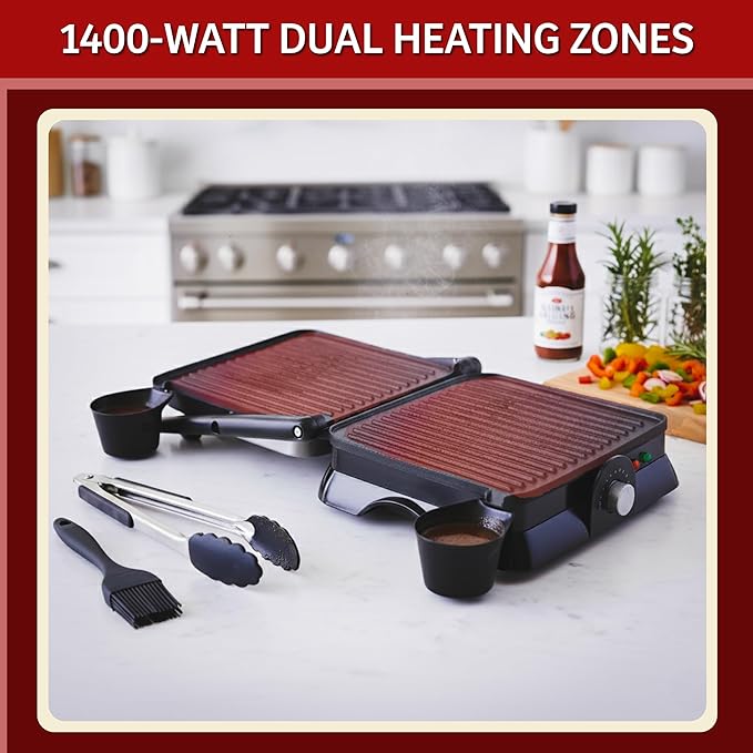 Panini Press - 1400-Watt Electric Indoor Grill and Gourmet Sandwich Maker with Nonstick Plates - Opens Flat for Larger Grilling Surface by Chef Buddy