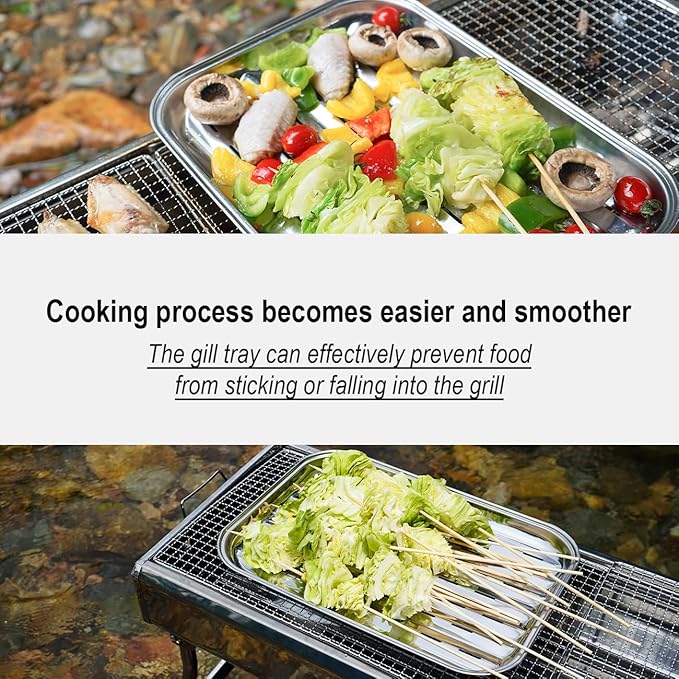 Grill Topper Pans for Gas Stove Top, 13"x9"Stainless Steel Grill Tray for Outdoor Grill, BBQ Grill Accessories for Barbecue Grills Outdoor Cooking, Prevents Food from Falling into Grill Rack
