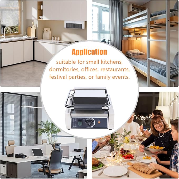 Commercial Panini Press Sandwich Maker Machine 1800W Commercial Electric Griddle Sandwich Press Grill Cheese Sandwich Maker Countertop Panini Grill for Restaurant Cafe