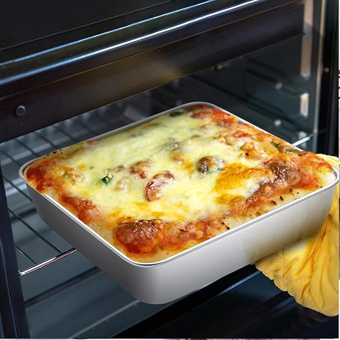 LIANYU 2 Pack 6 x 6 Inch Square Baking Cake Pan, Stainless Steel Small Brownie Bread Cake Molds, Square Bakeware for Lasagna Pie, Oven & Dishwasher Safe