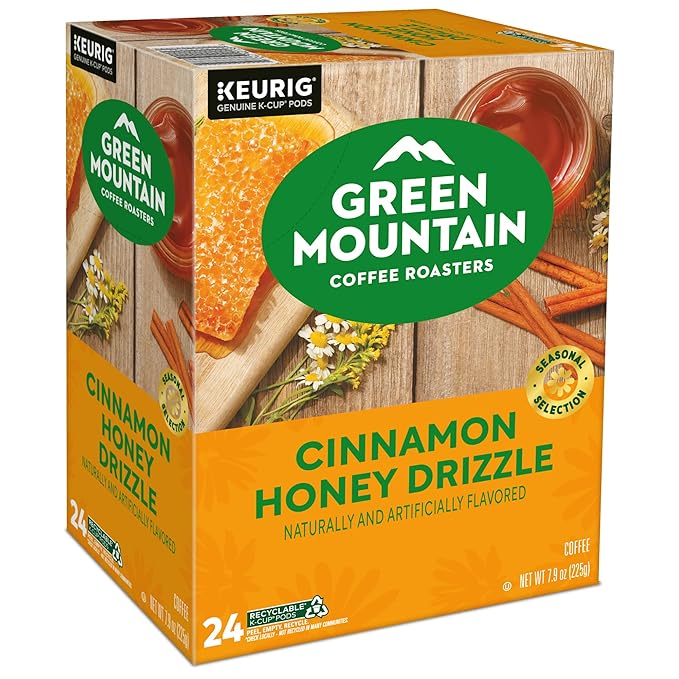 Green Mountain Coffee Roasters Cinnamon Honey Drizzle Flavored Coffee, Single Serve Keurig K-Cup Pod, 96-count pods, (4 Pack of 24)