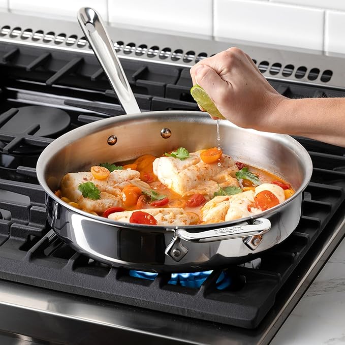 All-Clad D3 3-Ply Stainless Steel Cookware Set – 10-Piece Pots and Pans Set, Induction, Oven Broiler Safe 600F - Includes Frying Pans, Saucepan, Sauté Pan, Stockpot, Professional Cookware – Silver