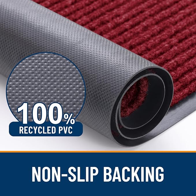 OLANLY Front Door Mat Indoor Outdoor Entrance, Waterproof Heavy Duty Doormat, Fade Resistant, Low Profile, Easy Clean Patio Porch Welcome Floor Mats for Entry, 47x24, Wine Red