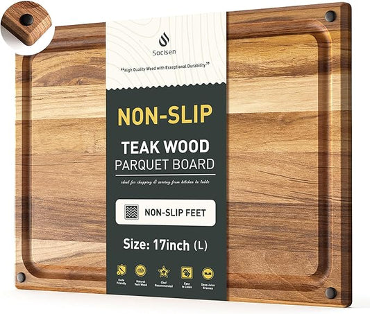 Cutting Board Wood Chopping Board Double Sided Charcuterie Boards Serving Board Kitchen Essential House Warming Hostess Host Gift Serving Tray for Christmas Wedding Birthday Anniversary Silver