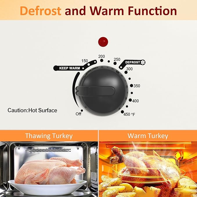 Sunvivi 26 Quart Electric Roaster Oven with Glass Lid, Turkey Roaster Oven Buffet with Self-Basting Lid, Removable Pan, Cool-Touch Handles, White