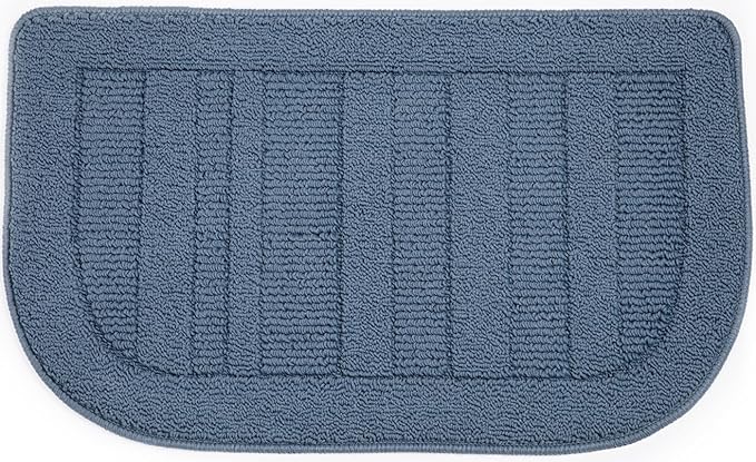 BEQHAUSE 30x18 Inch Kitchen Rug Mat Durable Kitchen Rugs Non-Slip Washable Absorbent Kitchen Mats for Floor Dirt-Resistant Semicircular Kitchen Mat (Blue)