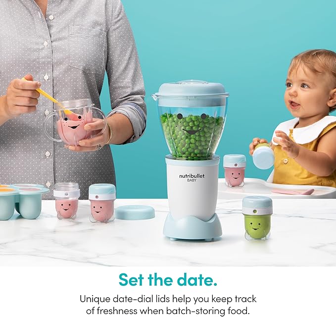 NutriBullet NBY-50100 Baby Complete Food-Making System, 32-Oz, White, Blue, Clear