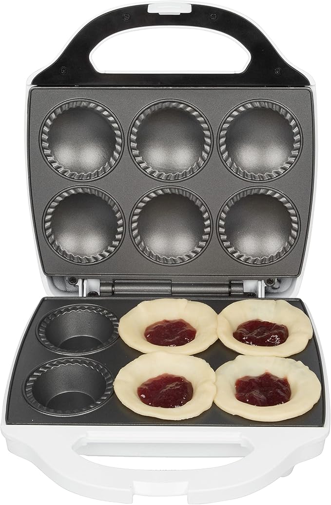 Mini Pie & Quiche Maker- Thanksgiving Electric Baker Cooks 6 Small Quiches or Pies in Minutes- Dough Cutting Circle Easy Measurement- Better than Tins, Pans- Baking or Dessert Gift - Fall Must Have