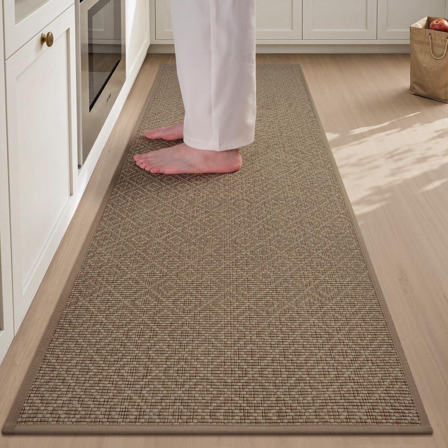 PADOOR Kitchen Runner, Rubber Backed Kitchen Runner Rugs Non Skid Washable, Super Absorbent Kitchen Mats for Floor Front of Sink, 20"x70" Brown