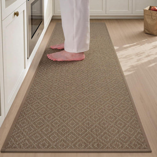 PADOOR Kitchen Runner, Rubber Backed Kitchen Runner Rugs Non Skid Washable, Super Absorbent Kitchen Mats for Floor Front of Sink, 20"x70" Brown