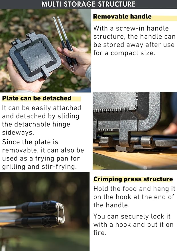 camping moon Sandwich Maker Hot Sand Single Burner Gas Fire Open Fire Compact Aluminum TT-1315 (Black)