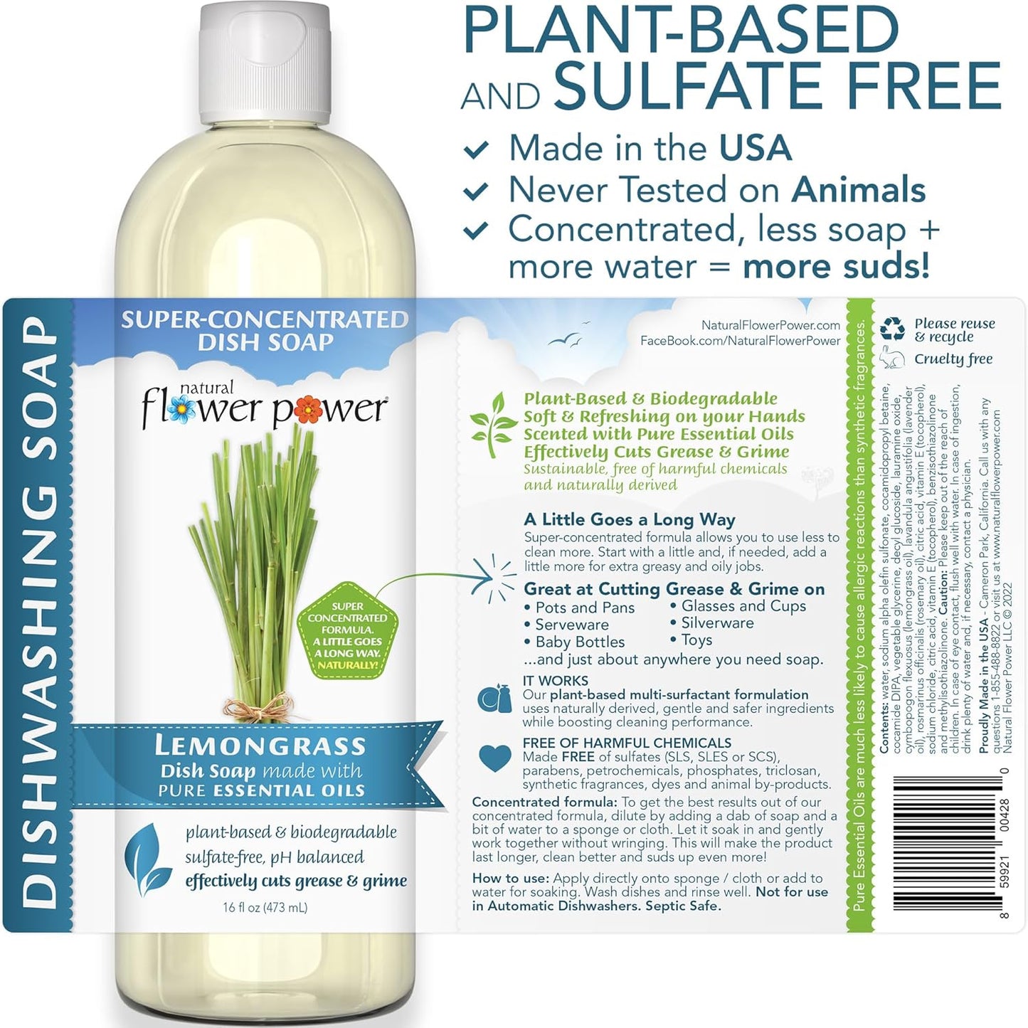 Liquid Dish Soap – Variety Pack – Citrus & Spice, Lemongrass, & Lavender – Plant-Based & Scented w/ Pure Essential Oils – Sulfate-Free Kitchen Soap – Vegan (16 Fl Oz 3 Pack)