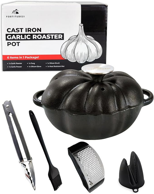 Cast Iron Garlic Roaster, Smoker Roaster, Garlic Roaster Oven, Garlic Baker, Garlic Roasting Pot, Potato Baker, Garlic Cooker, Stove Steamer, Indoor Brisket Smoker
