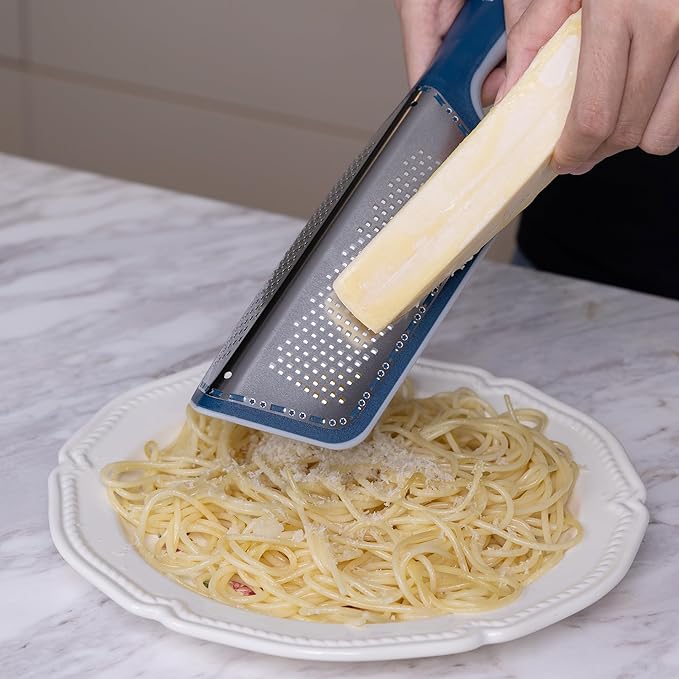 Cohesion Zester Grater Double-sided Graters for Kitchen - Kitchen Lemon Zester Tool for Cheese, Citrus, Garlic, Ginger, Nutmeg, Chocolate, Fruits, Vegetables with Sharp Premium Stainless Steel - Blue