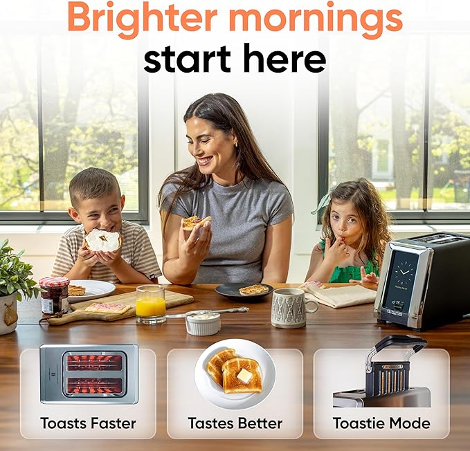 Revolution R180 Connect Touchscreen Smart Toaster with High-Speed InstaGLO Technology – Choose from 6 Bread Types, 7 Browning Levels, & Toastie Press Mode (Black, 2-Slice)
